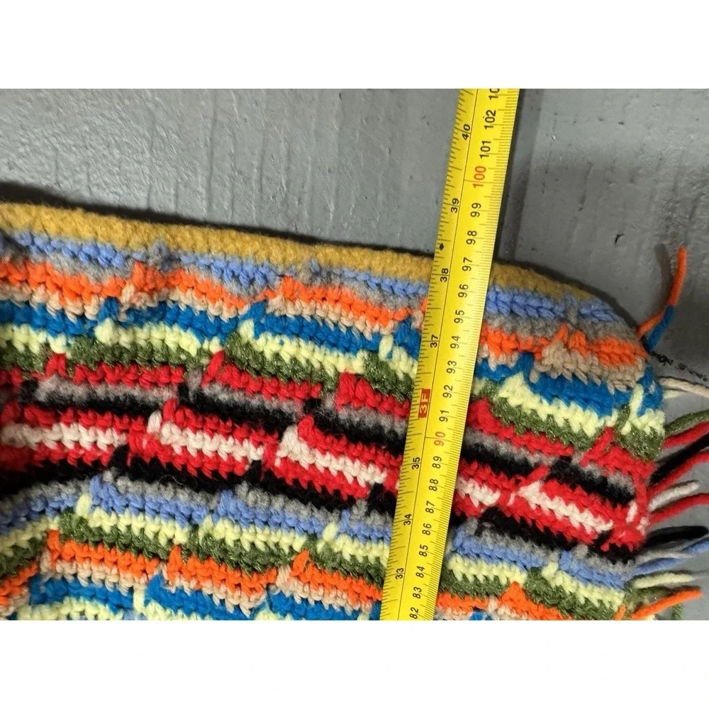 VTG Lap Afghan Rainbow Throw Blanket‎ Multicolor 38x44 Handmade Boho